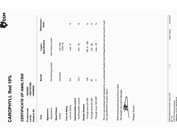 资质证书：北京中农牧扬加丽素红检测证书